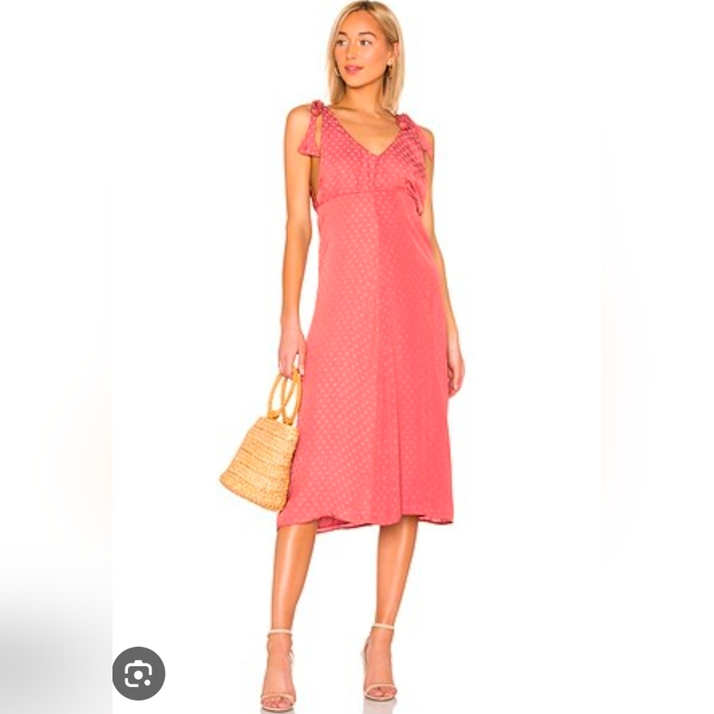Show Me Your MuMu Coral Tie-Shoulder Midi Dress
